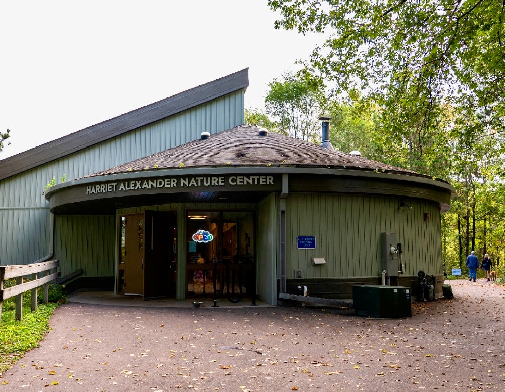 Harriet Alexander Nature Center building and wooded trail